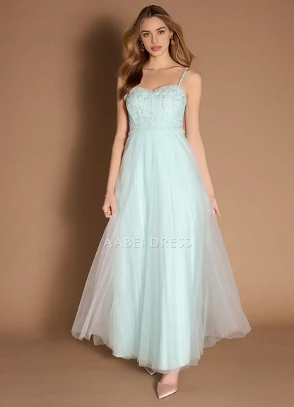 AABEI DRESS Formal Wear Dresses A Line Spaghetti Strap Ruched Sweetheart Neckline Lace Applique Bodice Elegant Party Dress Hot Sale Prom Dress