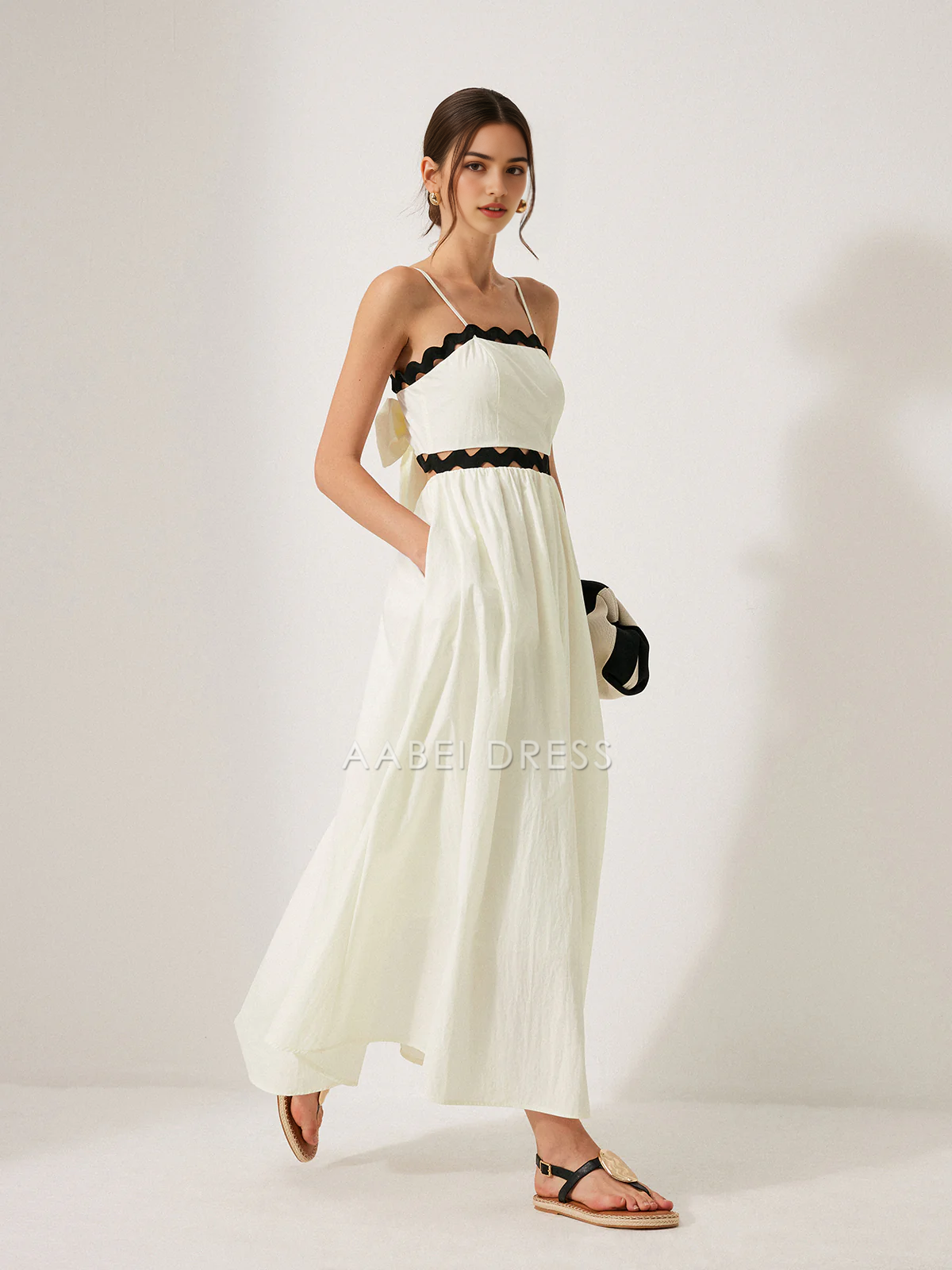 AABEI DRESS Formal Wear Dresses A Line Spaghetti Strap Scalloped Trim Back Tie Backless Elegant Dress Hot Sale Prom Dress