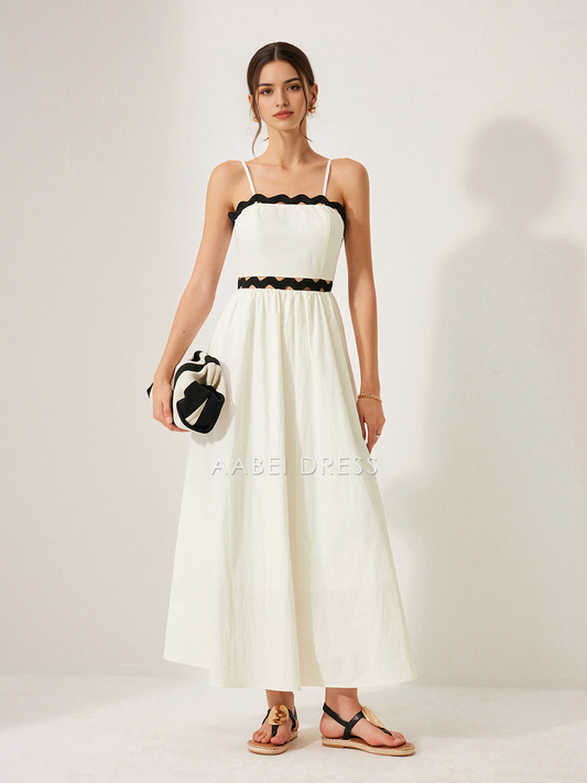 AABEI DRESS Formal Wear Dresses A Line Spaghetti Strap Scalloped Trim Back Tie Backless Elegant Dress Hot Sale Prom Dress