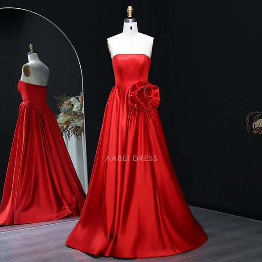 AABEI DRESS Formal Wear Dresses A Line Strapless Floral Side Fork Elegant Long Hot Sale Prom Dress