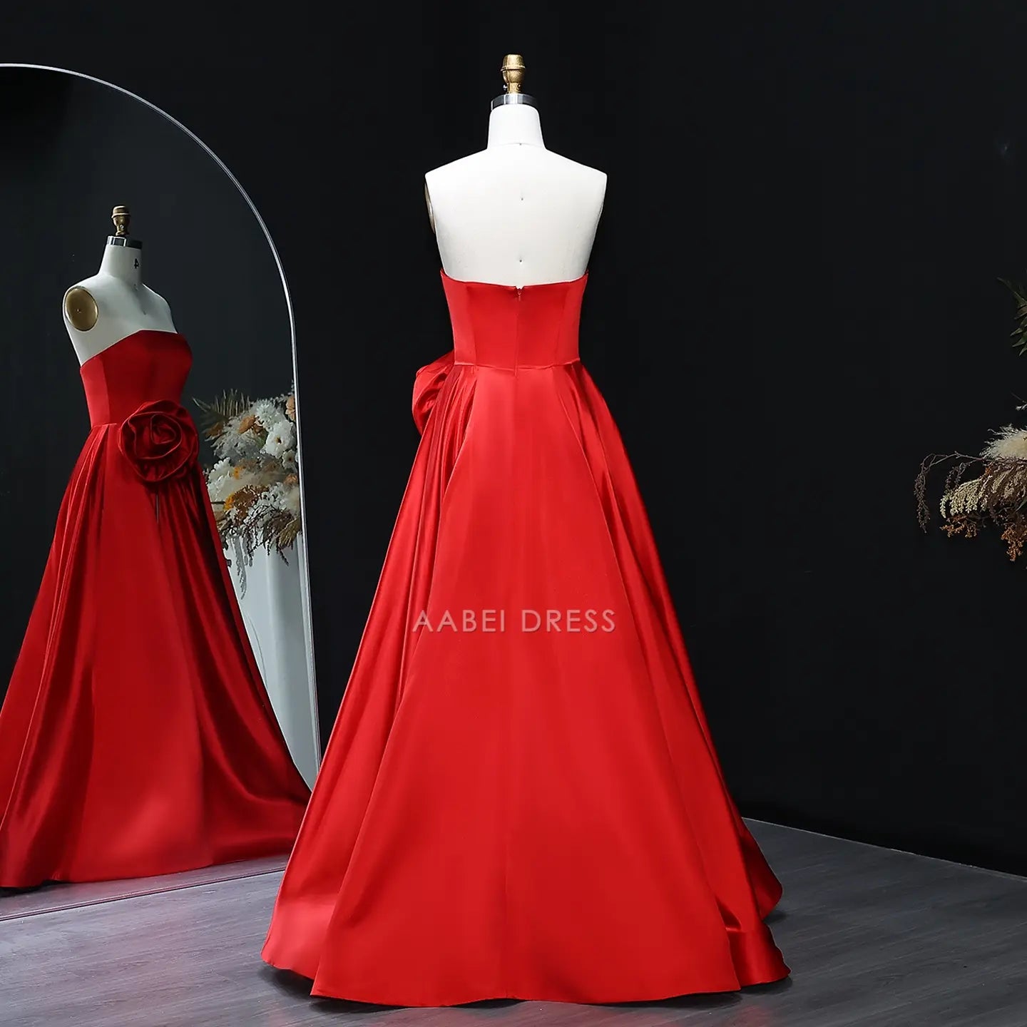 AABEI DRESS Formal Wear Dresses A Line Strapless Floral Side Fork Elegant Long Hot Sale Prom Dress