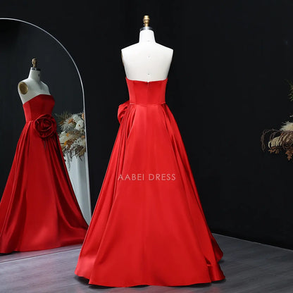 AABEI DRESS Formal Wear Dresses A Line Strapless Floral Side Fork Elegant Long Hot Sale Prom Dress