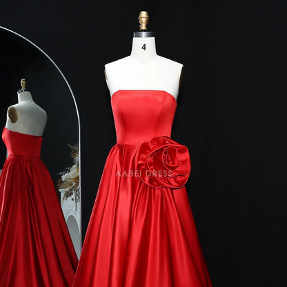 AABEI DRESS Formal Wear Dresses A Line Strapless Floral Side Fork Elegant Long Hot Sale Prom Dress