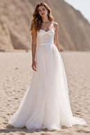 AABEI DRESS Formal Wear Dresses A Line Sweetheart Corset Tulle Backless Sweep Train With Lace Exquisite Wedding Dress