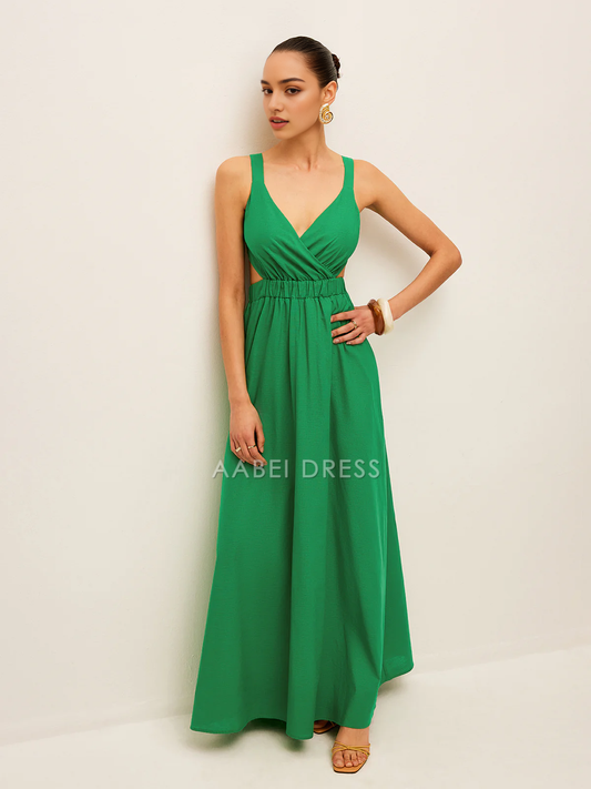 AABEI DRESS Formal Wear Dresses A Line V Neck Sleeveless Back Tie Backless Fashion Dress Hot Sale Prom Dress