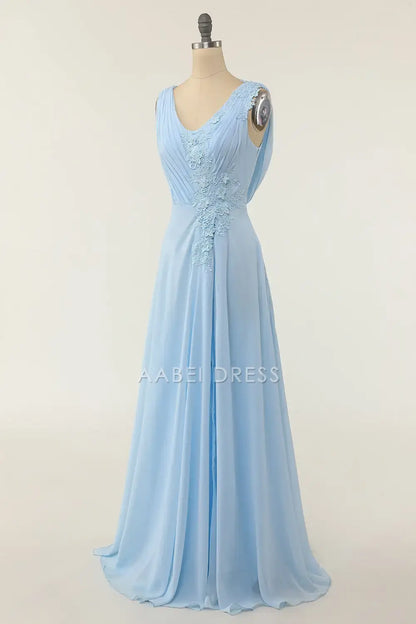 AABEI DRESS Formal Wear Dresses A Line V Neck Sleeveless Pleated Lace Applique Backless Exquisite Hot Sale Prom Dress