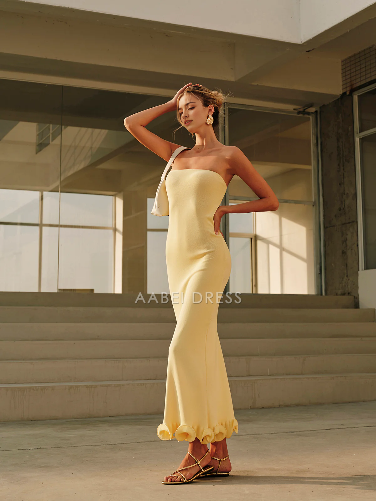 AABEI DRESS Formal Wear Dresses Charming Mermaid Strapless Backless Ruched Hemline Exquisite Hot Sale Prom Dress