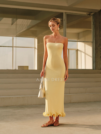 AABEI DRESS Formal Wear Dresses Charming Mermaid Strapless Backless Ruched Hemline Exquisite Hot Sale Prom Dress