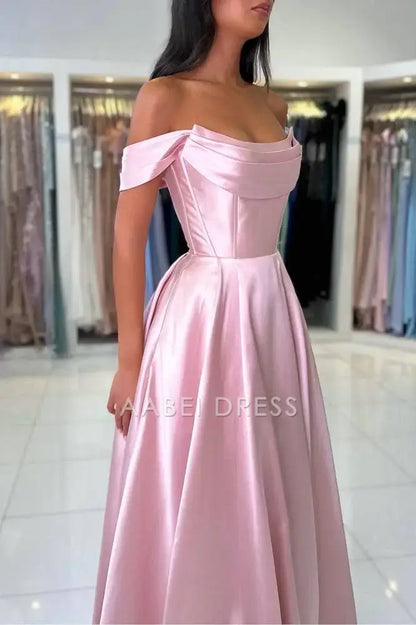 AABEI DRESS Formal Wear Dresses Elegant A Line Off the Shoulder Pleated Fashion Long Hot Sale Prom Dress