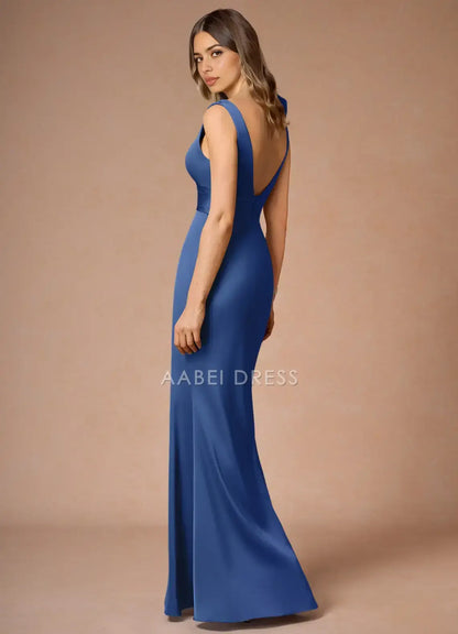 AABEI DRESS Formal Wear Dresses Elegant Mermaid Bow-Accented Shoulder Strap Sleeveless V Neck Pleated Waist Backless Exquisite Party Dress Hot Sale Prom Dress
