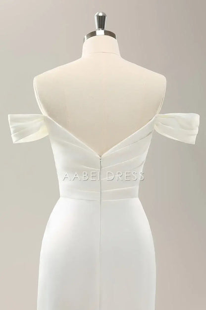 AABEI DRESS Formal Wear Dresses Elegant Mermaid Off The Shoulder Backless Pleated Slit Fashion Wedding Dress