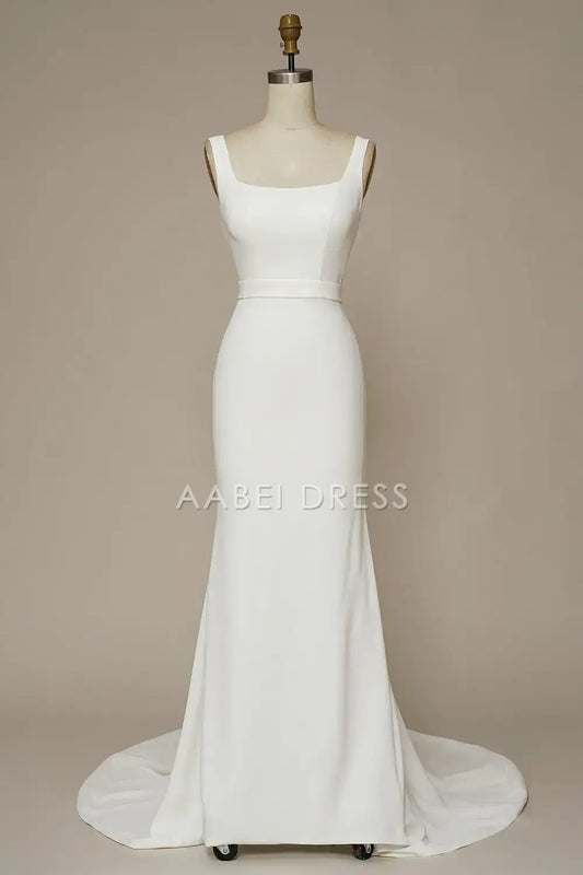 AABEI DRESS Formal Wear Dresses Elegant Mermaid Square Neck Sleeveless Backless Fashion Wedding Dress