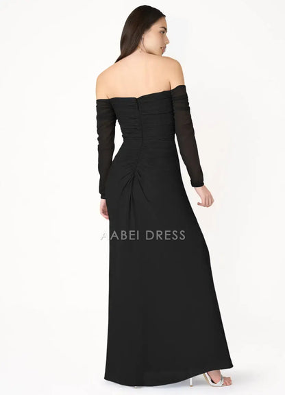 AABEI DRESS Formal Wear Dresses Elegant Sheath Off Shoulder Long Sleeves Side Fork Exquisite Party Dress Hot Sale Prom Dress