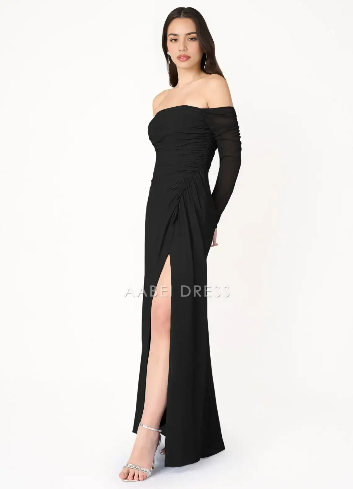 AABEI DRESS Formal Wear Dresses Elegant Sheath Off Shoulder Long Sleeves Side Fork Exquisite Party Dress Hot Sale Prom Dress
