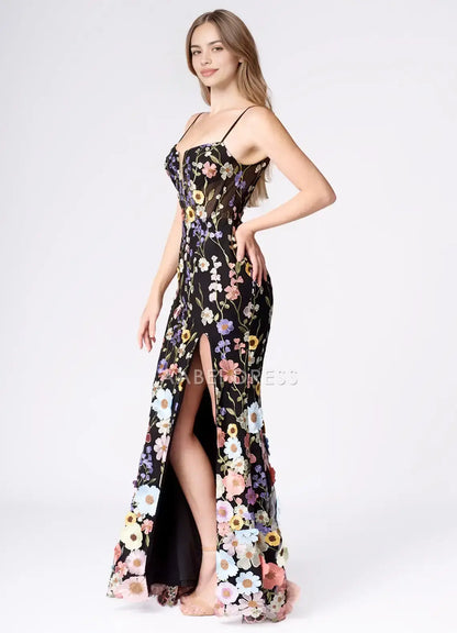 AABEI DRESS Formal Wear Dresses Exquisite 3D Floral Mermaid V Neck Spaghetti Strap Backless High Thigh Slit Charming Party Dress Hot Sale Prom Dress