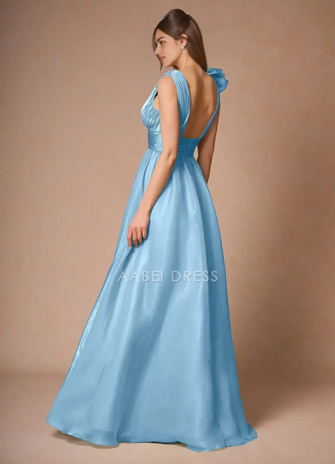 AABEI DRESS Formal Wear Dresses Exquisite A Line Deep V Neck Pleated Top Backless Tiers Ruffles Charming Party Dress Hot Sale Prom Dress