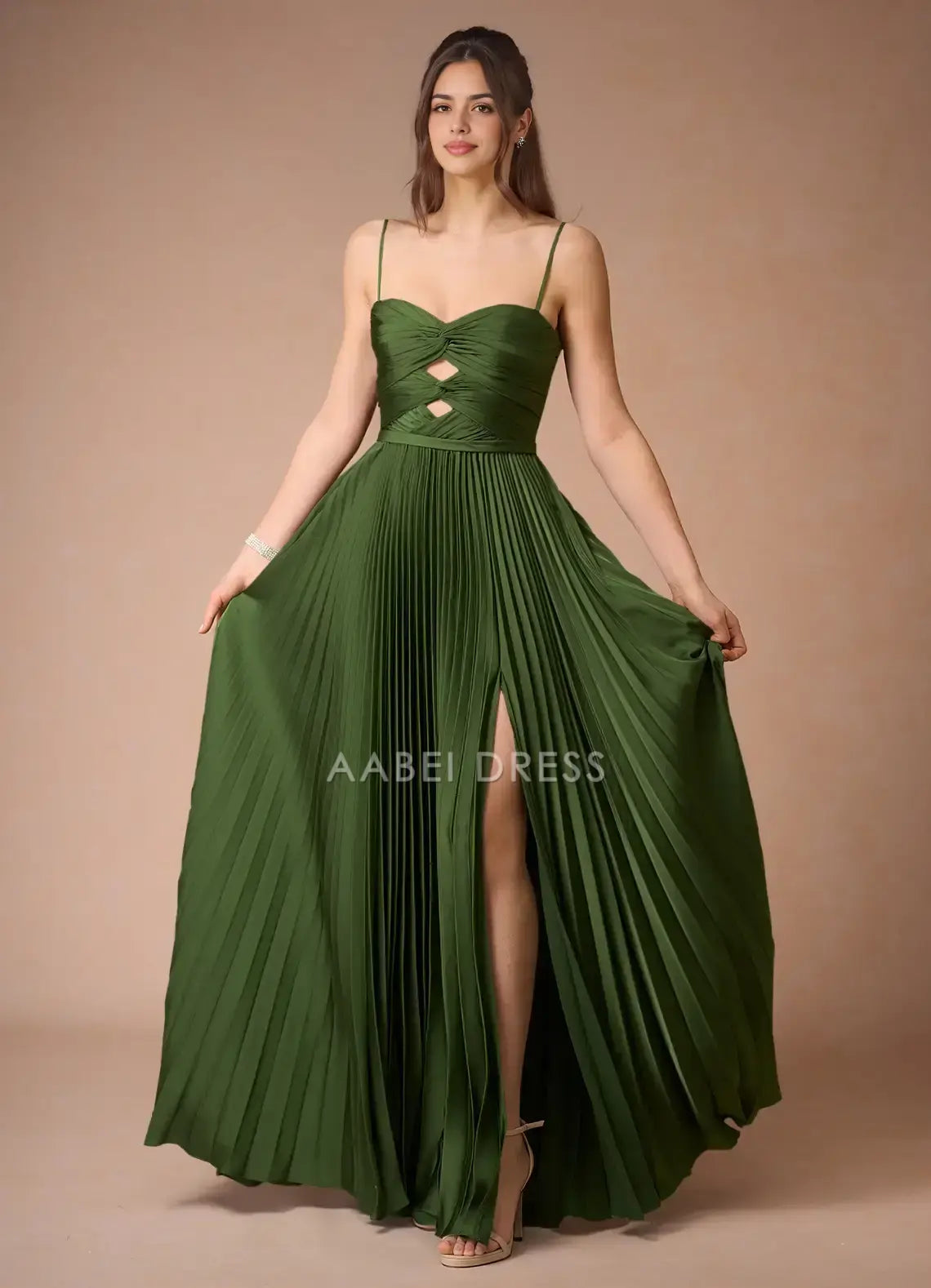 AABEI DRESS Formal Wear Dresses Exquisite A Line Sweetheart Neckline keyhole Spaghetti Strap Pleated Dress Exquisite Party Dress Hot Sale Prom Dress