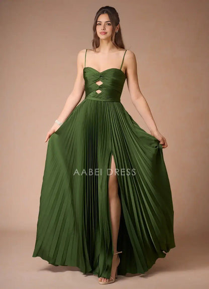 AABEI DRESS Formal Wear Dresses Exquisite A Line Sweetheart Neckline keyhole Spaghetti Strap Pleated Dress Exquisite Party Dress Hot Sale Prom Dress
