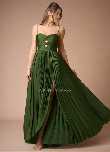 AABEI DRESS Formal Wear Dresses Exquisite A Line Sweetheart Neckline keyhole Spaghetti Strap Pleated Dress Exquisite Party Dress Hot Sale Prom Dress