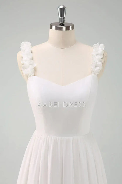 AABEI DRESS Formal Wear Dresses Exquisite A Line Sweetheart Ruffled Shoulder Strap Backless Bow Cute Wedding Dress