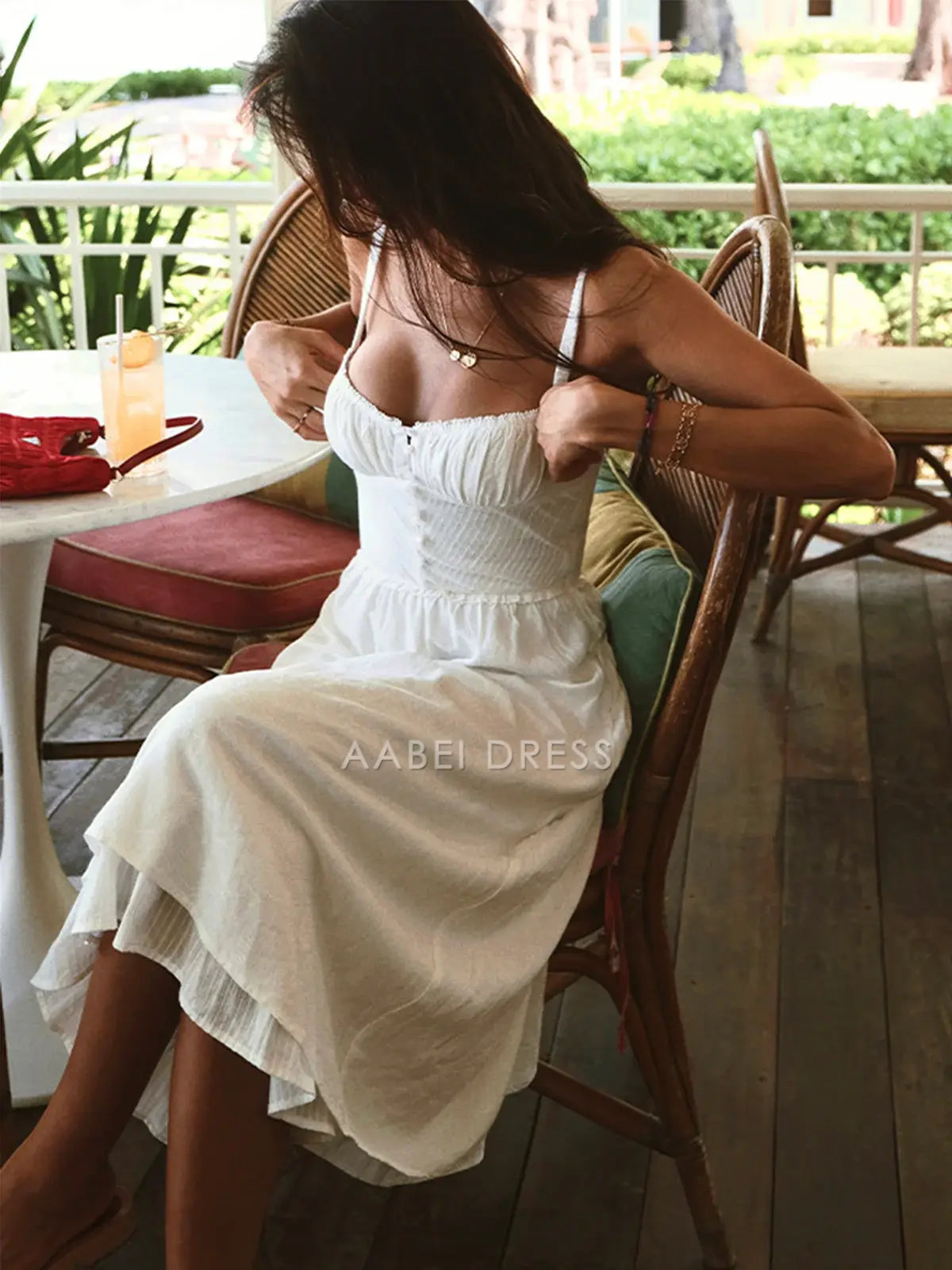 AABEI DRESS Formal Wear Dresses Fashion A Line Low cut Spaghetti Strap Ruffle Hem Plain Hot Sale Prom Dress