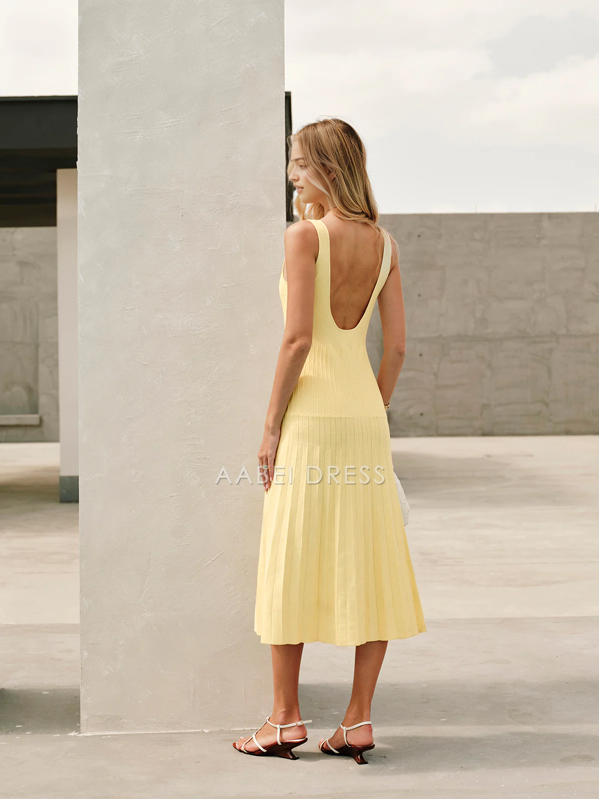 AABEI DRESS Formal Wear Dresses Fashion A Line Square Neck Sleeveless Pleated Backless Elegant Simple Hot Sale Prom Dress