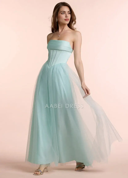 AABEI DRESS Formal Wear Dresses Fashion A Line Strapless Pleated Bodice Backless Elegant Party Dress Hot Sale Prom Dress