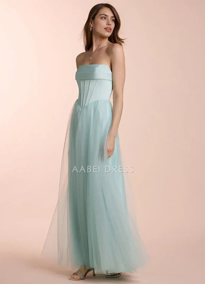 AABEI DRESS Formal Wear Dresses Fashion A Line Strapless Pleated Bodice Backless Elegant Party Dress Hot Sale Prom Dress