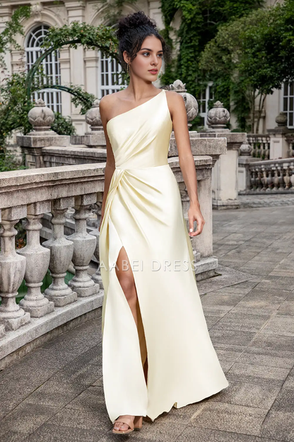 AABEI DRESS Formal Wear Dresses Fashion Sheath One Shoulder Pleated Side Fork Elegant Hot Sale Prom Dress