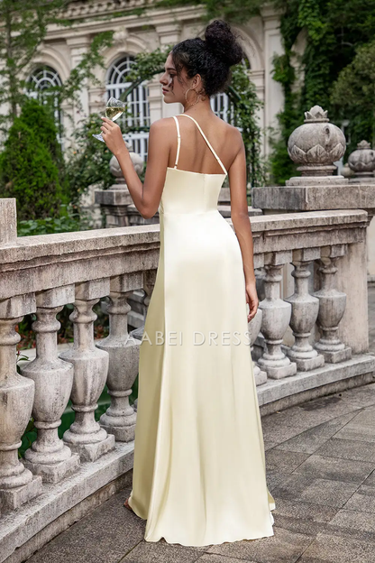 AABEI DRESS Formal Wear Dresses Fashion Sheath One Shoulder Pleated Side Fork Elegant Hot Sale Prom Dress