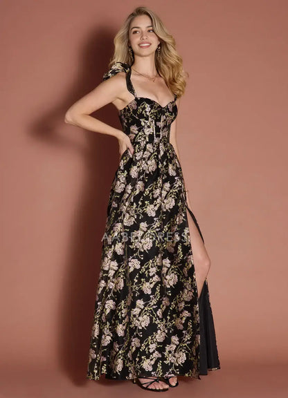 AABEI DRESS Formal Wear Dresses Jacquard A Line Sweetheart Neckline Ruched Shoulder Strap Leg Slit Exquisite Retro Party Dress Hot Sale Prom Dress