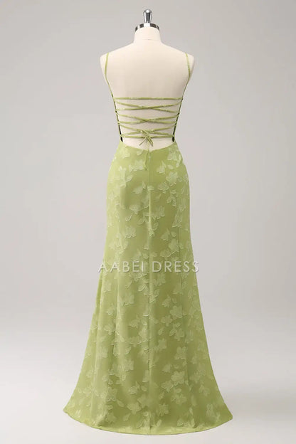 AABEI DRESS Formal Wear Dresses Mermaid Spaghetti Strap Low-Cut Butterfly Print Backless Exquisite Fashion Long Dress Hot Sale Prom Dress