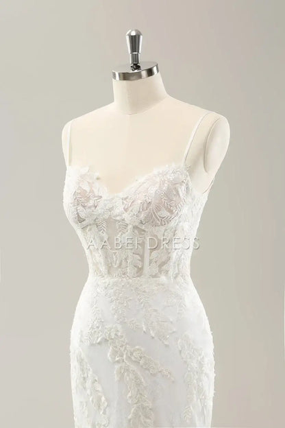 AABEI DRESS Formal Wear Dresses Mermaid Spaghetti Straps Lace Applique Corset Backless Lace-Up Exquisite Wedding Dress