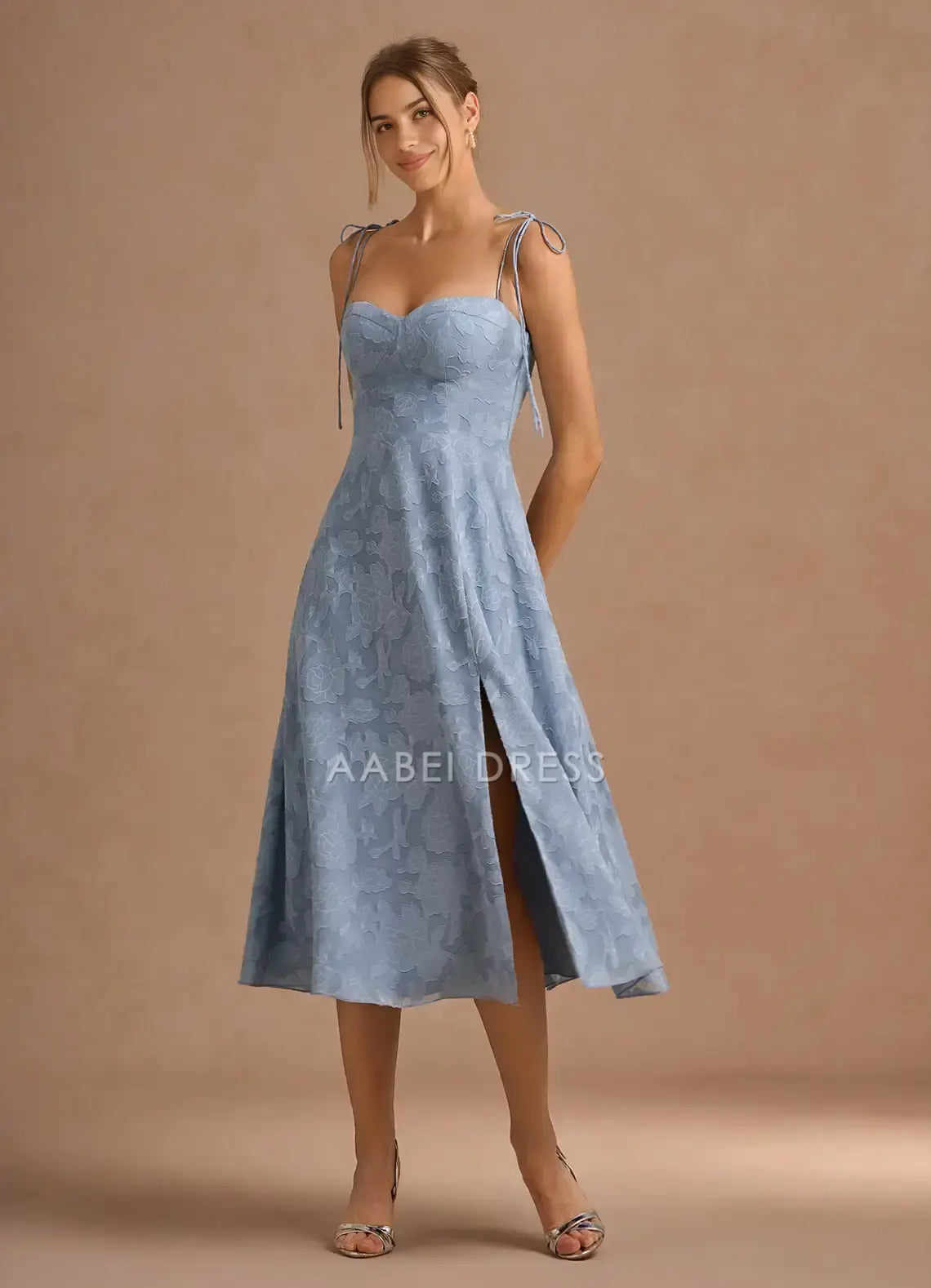 AABEI DRESS Formal Wear Dresses Printing A Line Sweetheart Neckline Lace-Up Spaghetti Strap Side Fork Beautiful Elegant Party Dress Hot Sale Prom Dress