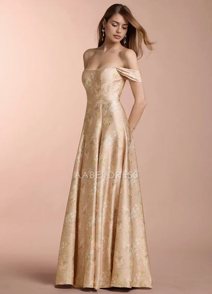 AABEI DRESS Formal Wear Dresses Retro Printing A Line Off Shoulder Sweetheart Neckline Ruched Elegant Party Dress Hot Sale Prom Dress