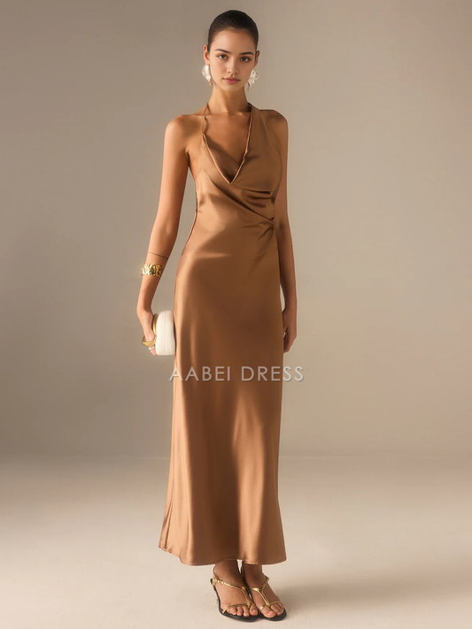 AABEI DRESS Formal Wear Dresses Sheath/Column Halter-Neck Backless Sexy Dress Hot Sale Prom Dress