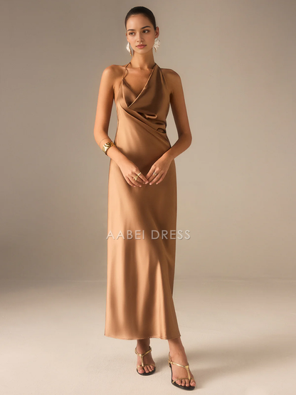 AABEI DRESS Formal Wear Dresses Sheath/Column Halter-Neck Backless Sexy Dress Hot Sale Prom Dress