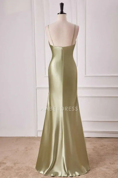 AABEI DRESS Formal Wear Dresses Sheath Spaghetti Strap Deep V Neck Empire Waist Pleated Elegant Hot Sale Prom Dress