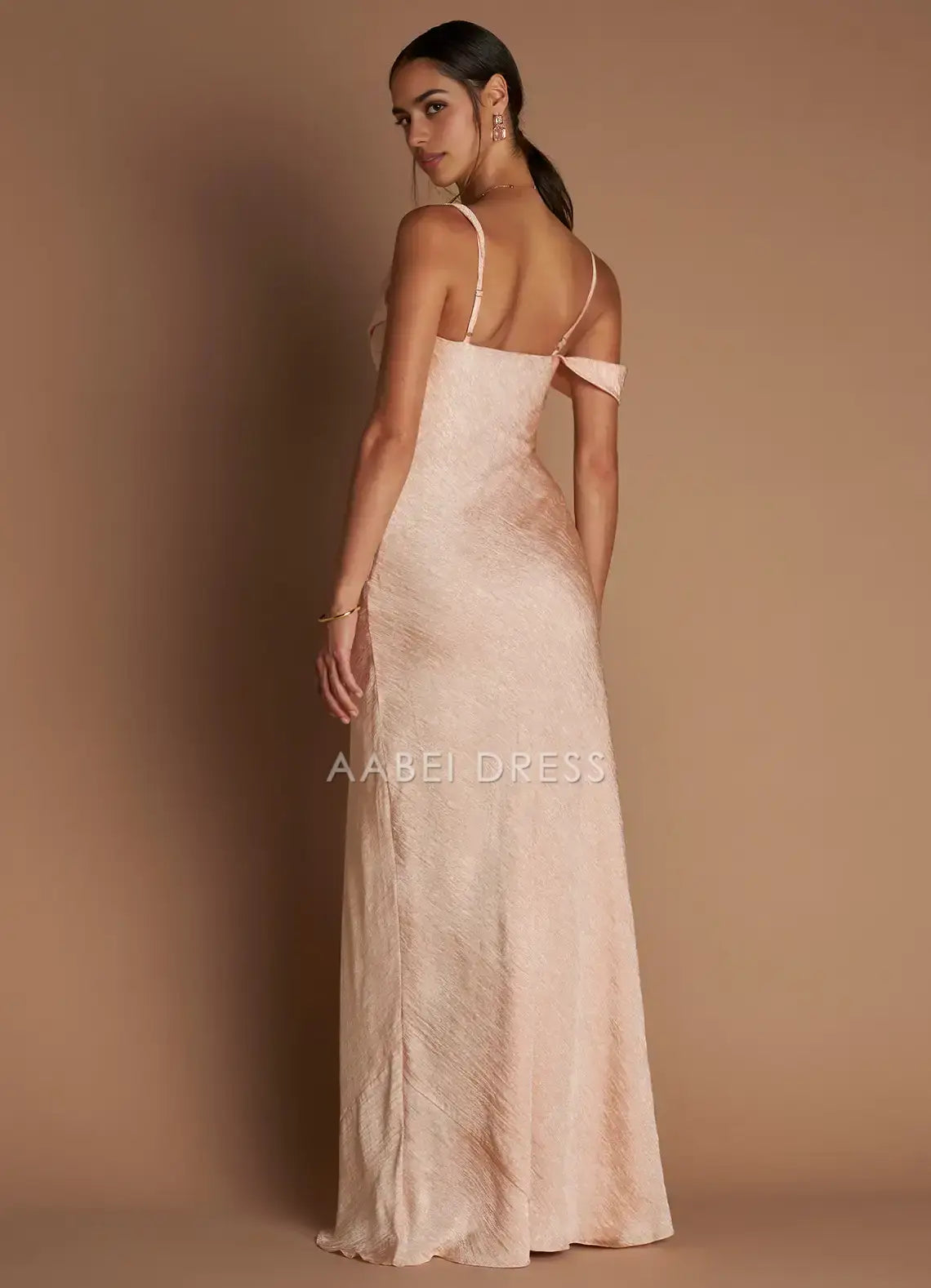 AABEI DRESS Formal Wear Dresses Sheath Spaghetti Strap Off Shoulder Cowl Neckline Floor-Length Fashion Party Dress Hot Sale Prom Dress