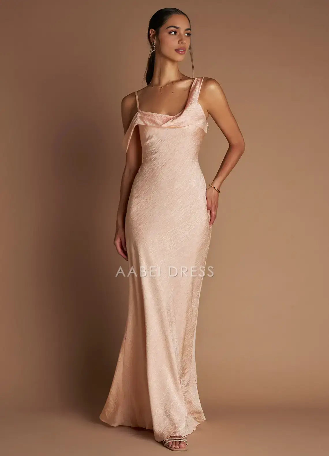AABEI DRESS Formal Wear Dresses Sheath Spaghetti Strap Off Shoulder Cowl Neckline Floor-Length Fashion Party Dress Hot Sale Prom Dress