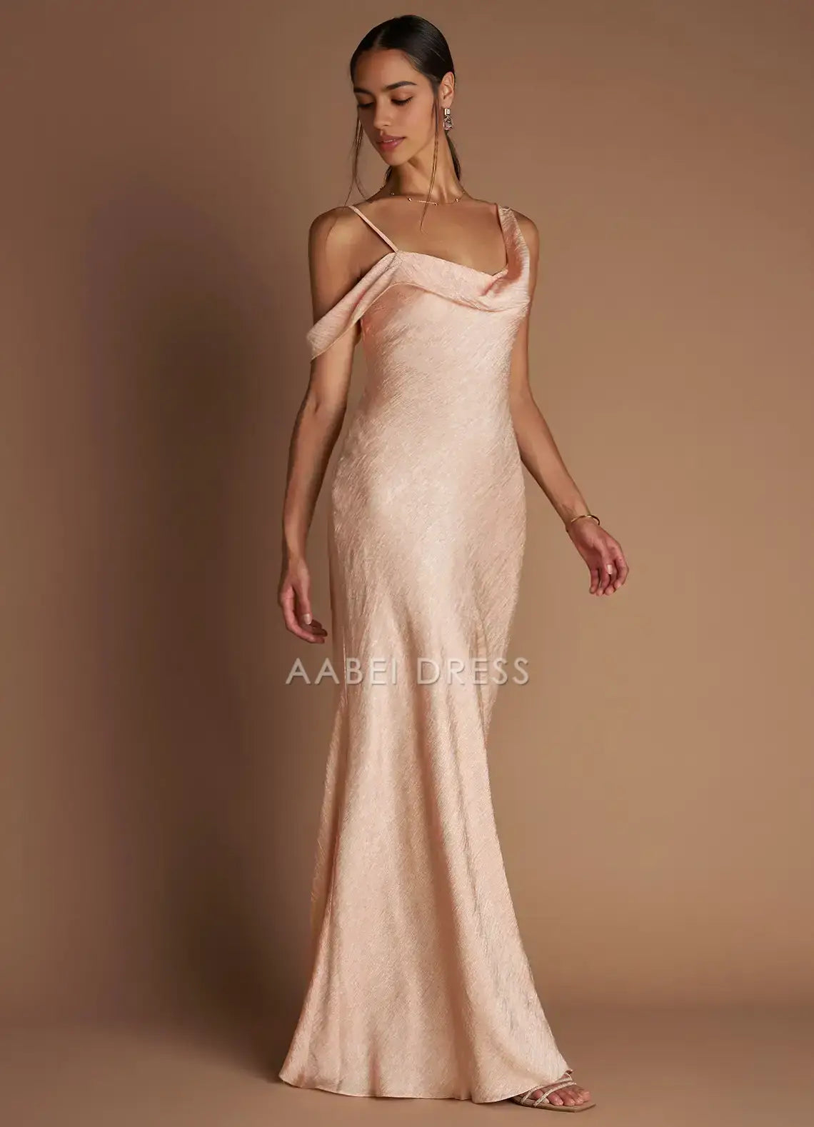 AABEI DRESS Formal Wear Dresses Sheath Spaghetti Strap Off Shoulder Cowl Neckline Floor-Length Fashion Party Dress Hot Sale Prom Dress