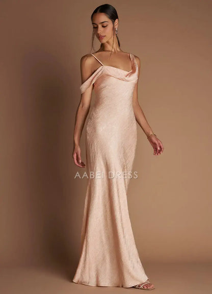 AABEI DRESS Formal Wear Dresses Sheath Spaghetti Strap Off Shoulder Cowl Neckline Floor-Length Fashion Party Dress Hot Sale Prom Dress