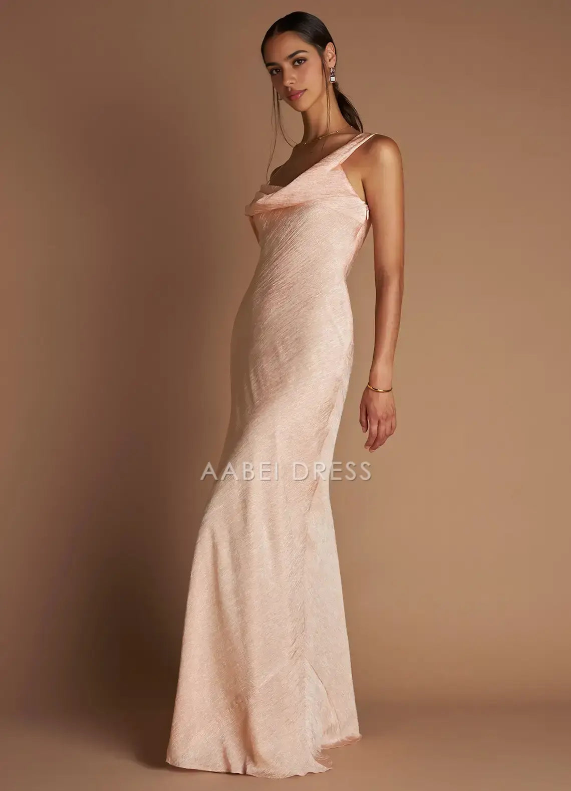 AABEI DRESS Formal Wear Dresses Sheath Spaghetti Strap Off Shoulder Cowl Neckline Floor-Length Fashion Party Dress Hot Sale Prom Dress