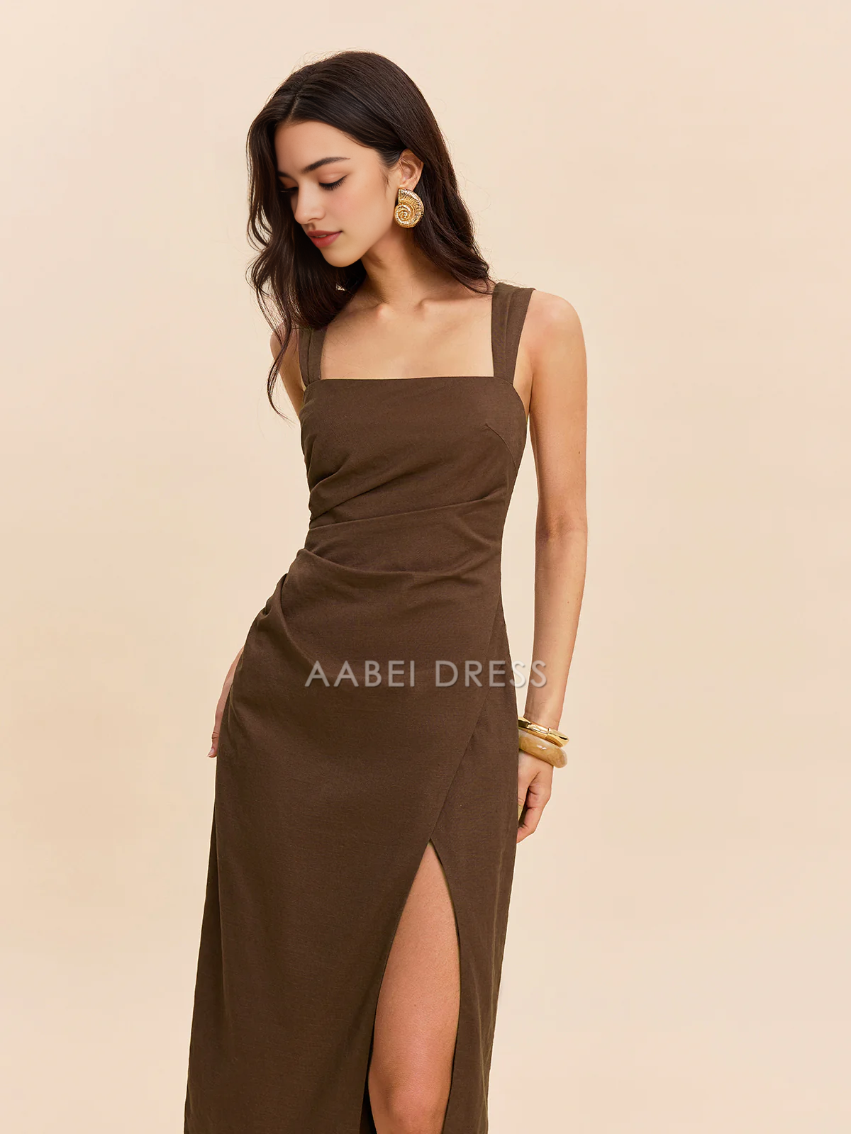 AABEI DRESS Formal Wear Dresses Sheath Square Neck Shoulder Strap Sleeveless Side Fork Elegant Hot Sale Prom Dress