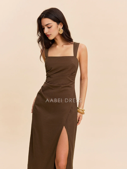 AABEI DRESS Formal Wear Dresses Sheath Square Neck Shoulder Strap Sleeveless Side Fork Elegant Hot Sale Prom Dress