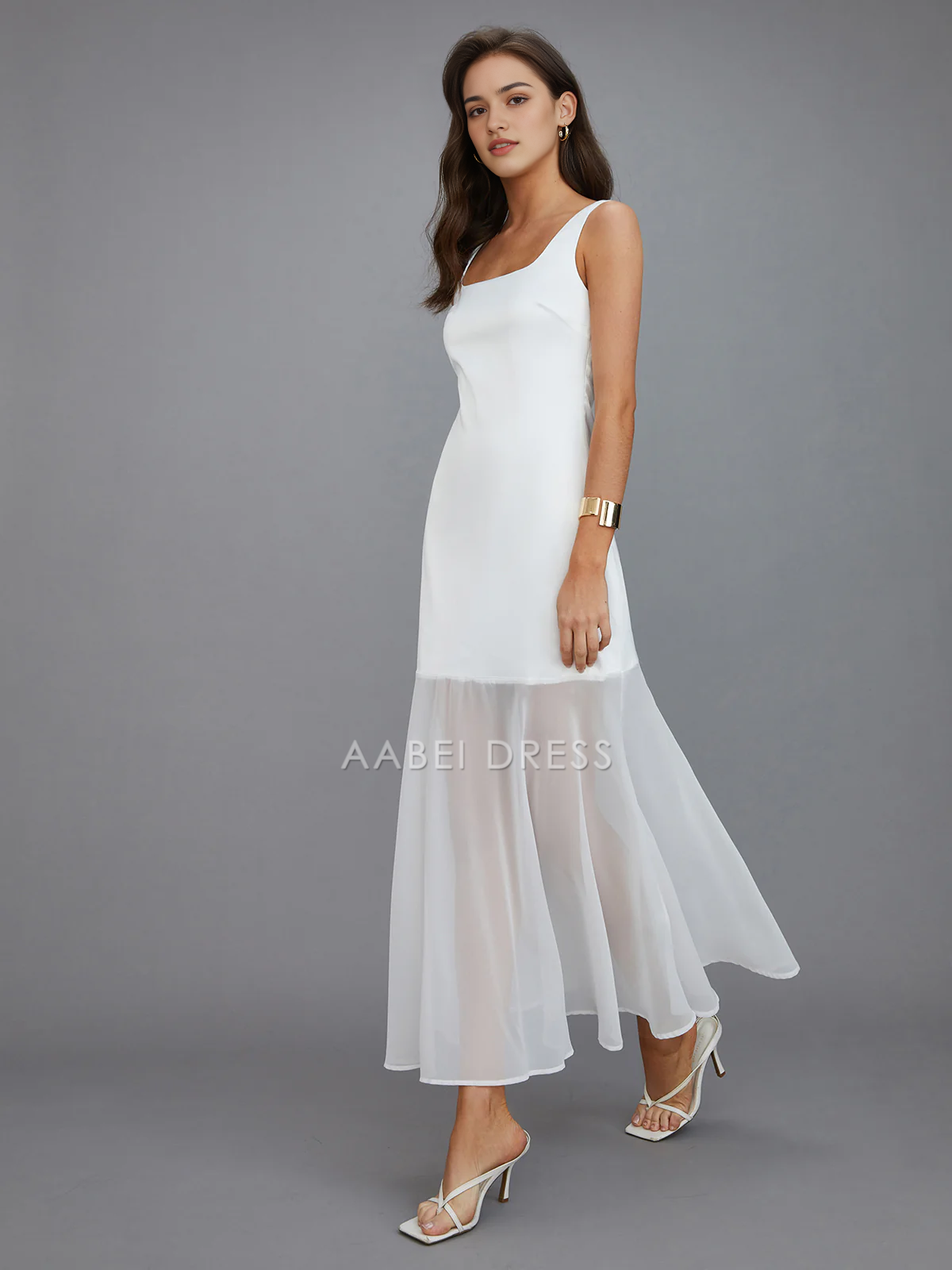 AABEI DRESS Formal Wear Dresses Sheath Square Neck Sleeveless Elegant Simple Hot Sale Prom Dress