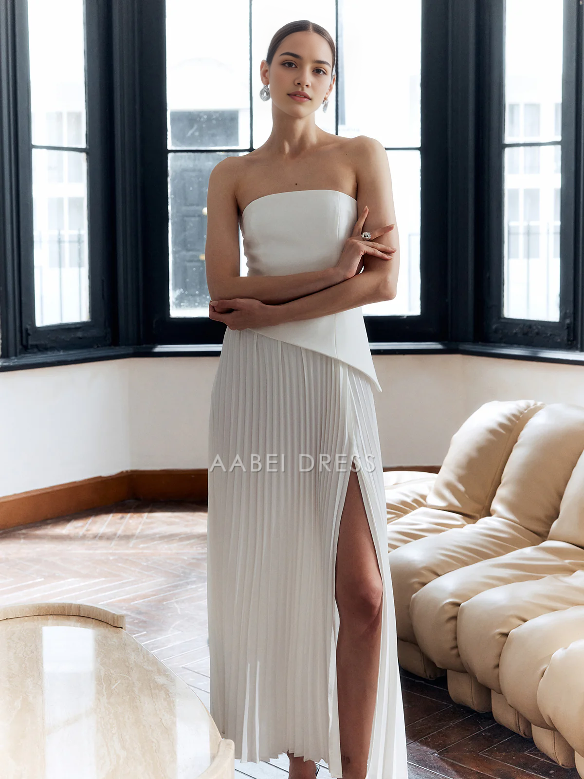 AABEI DRESS Formal Wear Dresses Sheath Strapless Pleated Split Dress Exquisite Hot Sale Prom Dress