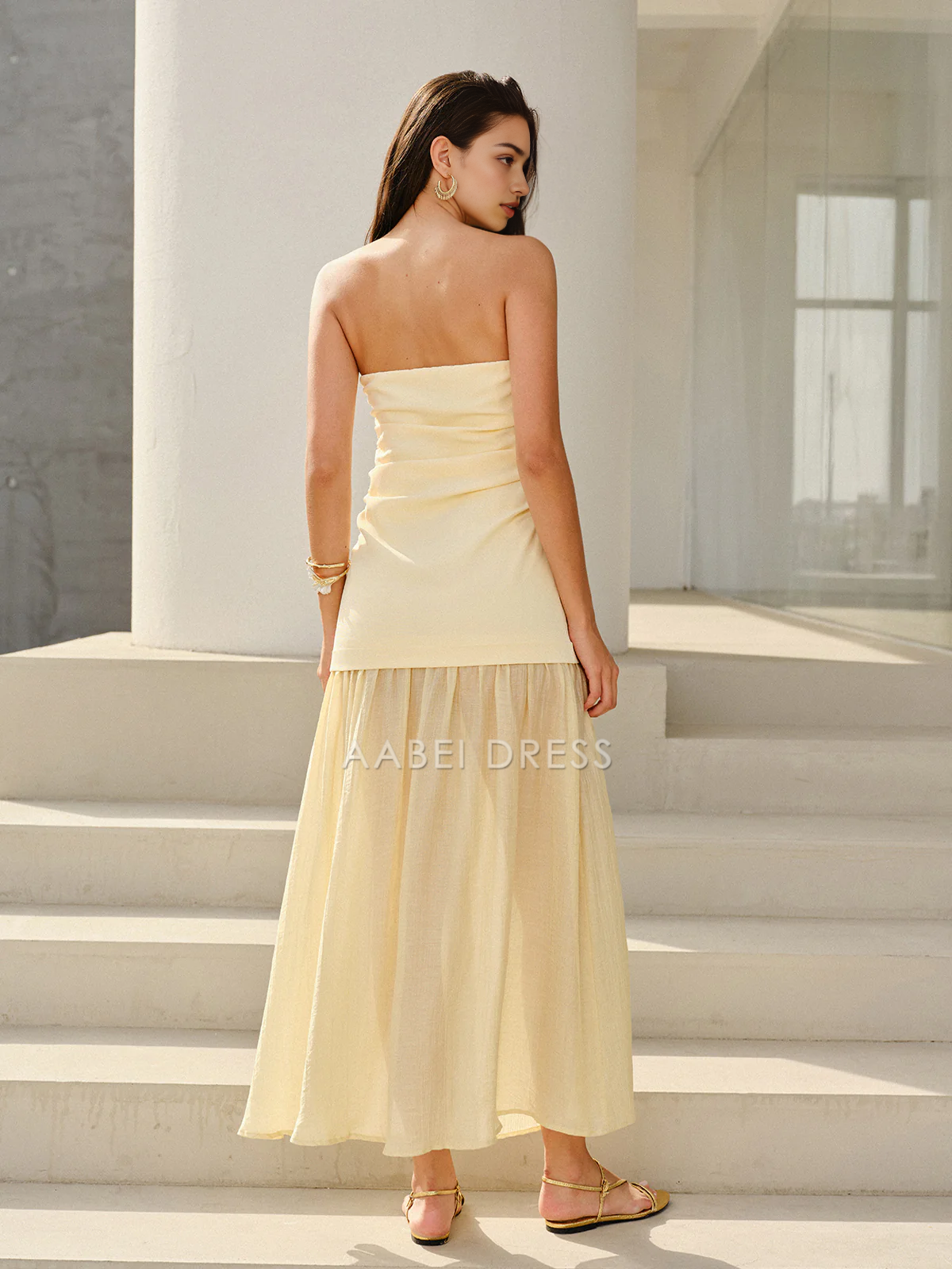 AABEI DRESS Formal Wear Dresses Sheath Strapless Split Joint Ruched Elegant Hot Sale Prom Dress