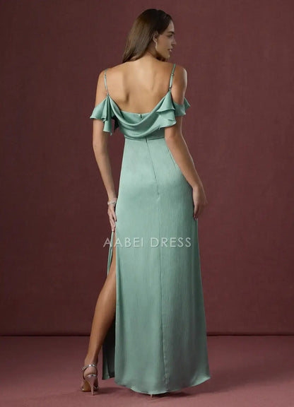 AABEI DRESS Formal Wear Dresses Sheath V Neck Pleated Bodice Spaghetti Strap Ruched Off Shoulder Draped Cowl Back Fashion Party Dress Hot Sale Prom Dress