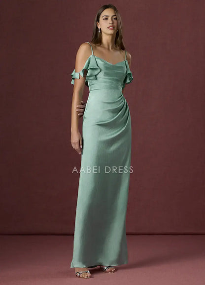 AABEI DRESS Formal Wear Dresses Sheath V Neck Pleated Bodice Spaghetti Strap Ruched Off Shoulder Draped Cowl Back Fashion Party Dress Hot Sale Prom Dress